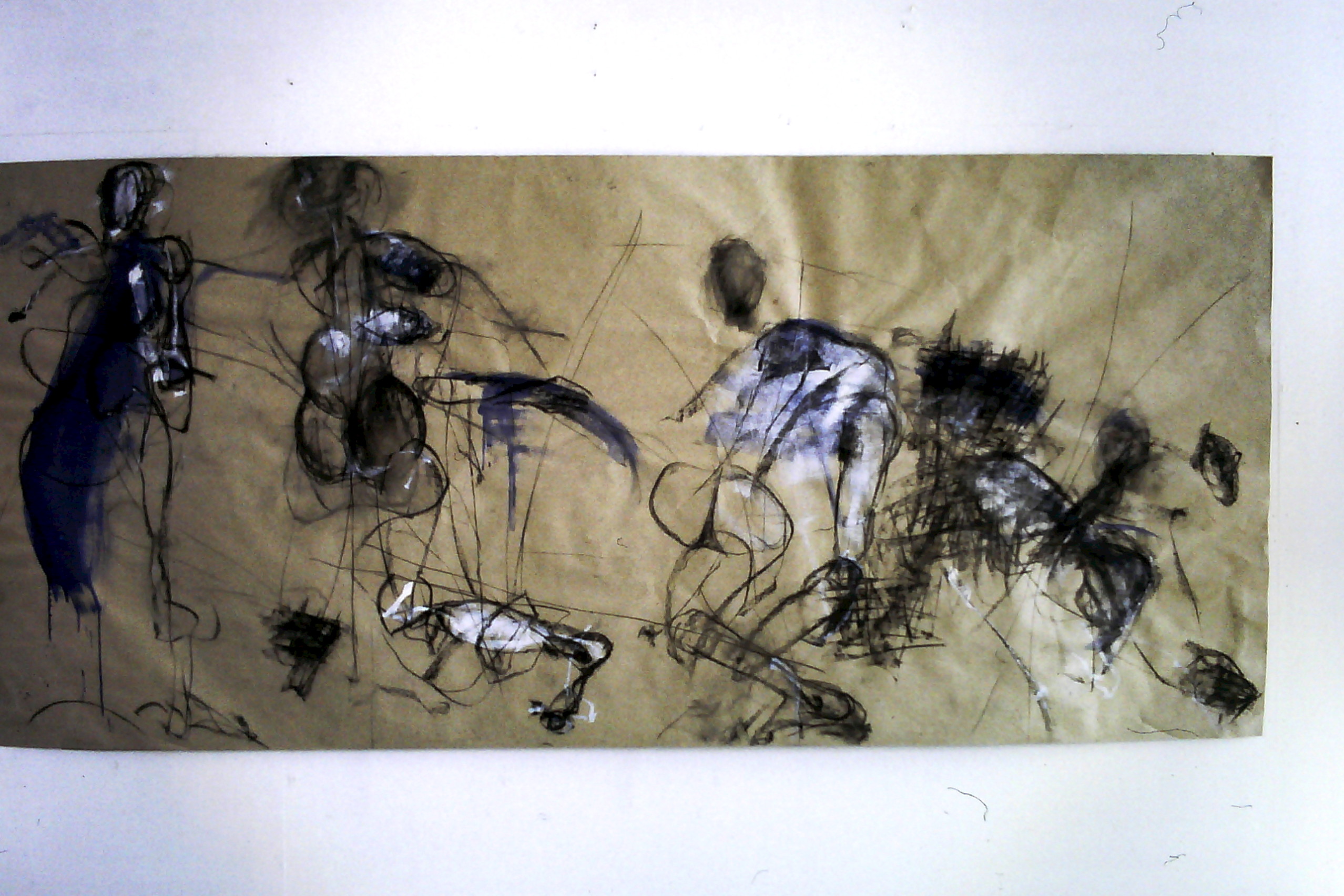körperaufpapier, kohle,kreide, 1997